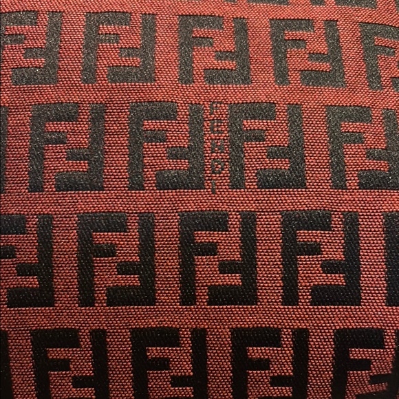 Fendi Zucca Pattern Red and Black Shoulder Bag with FF Monogram - Picture 6 of 16